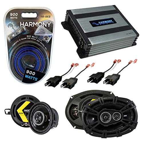 Harmony Audio Bundle with Kicker DSC35 DSC69 Speaker Replacement & Harmony HA-A400.4 Amp Compatible with Dodge Diplomat 1984-1989