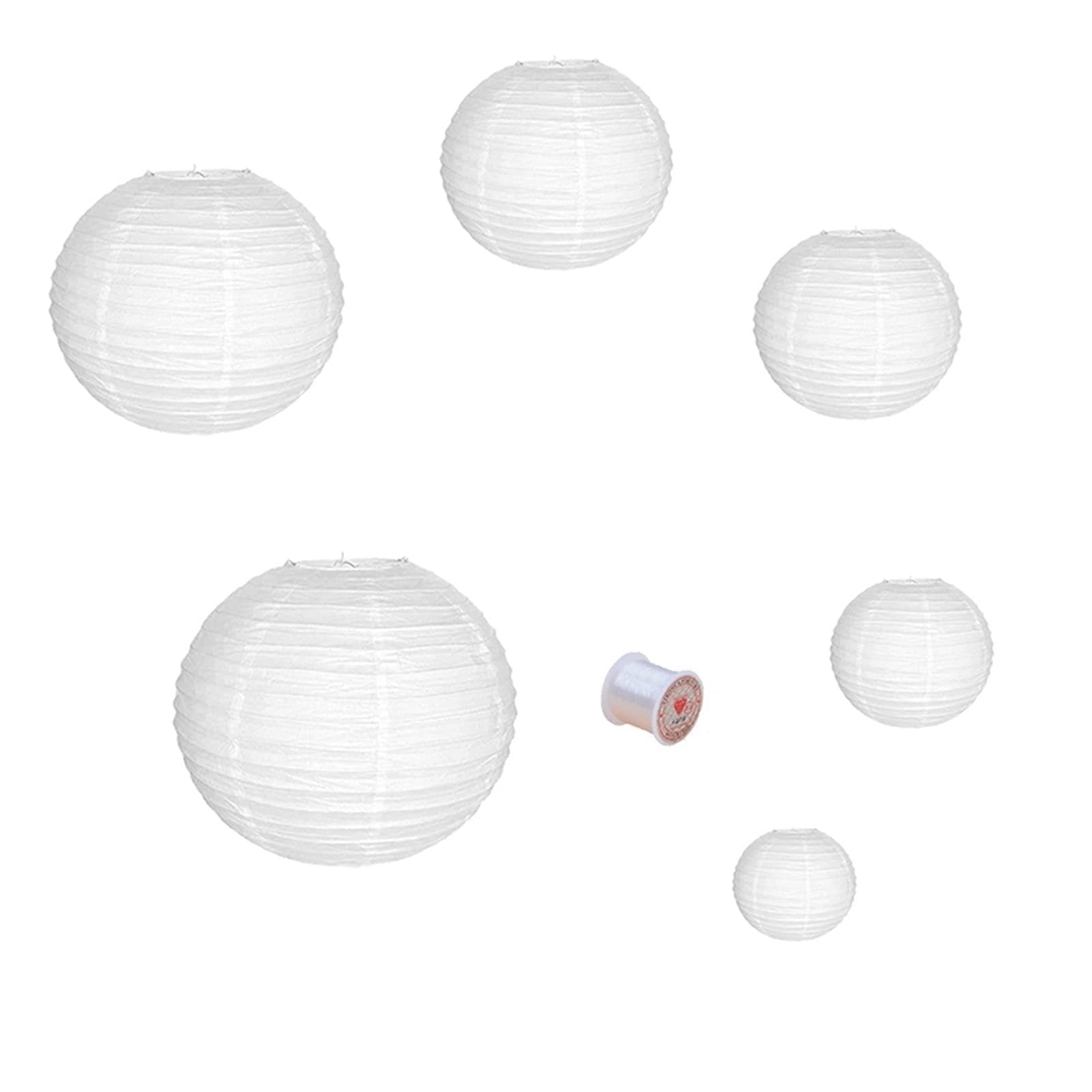 Laternenfest 30 Stück Weißbuchlaternen/LED-Leuchten Sortierte Größen von 4 "-14" Chinesische Lampion für Hochzeiten Babyparty Weihnachten Partys und Events