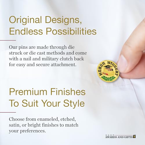 Image of SHOP AWARDS AND GIFTS Enamel Lapel Pins for Students Appreciation Reward Teacher Supplies Employees, Pack of 12, 3 /4 Inch