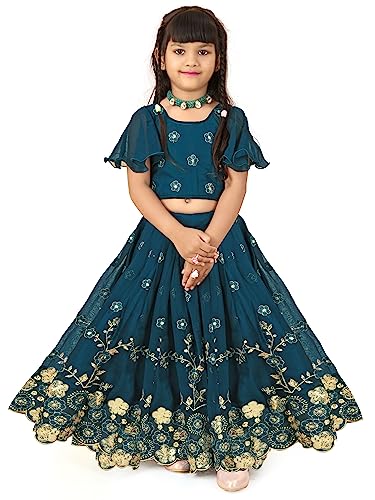 Image of Georgette Embroidered traditional Readymade Lehenga Choli For Kids Grils