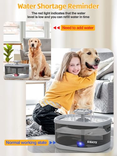Image of SIBAYS 2.5GAL /9.5L Dog & Cat Water Fountain, 3 Flow Modes, Smart LED Pump, Quiet, BPA-Free ABS Material, 9.5L Capacity