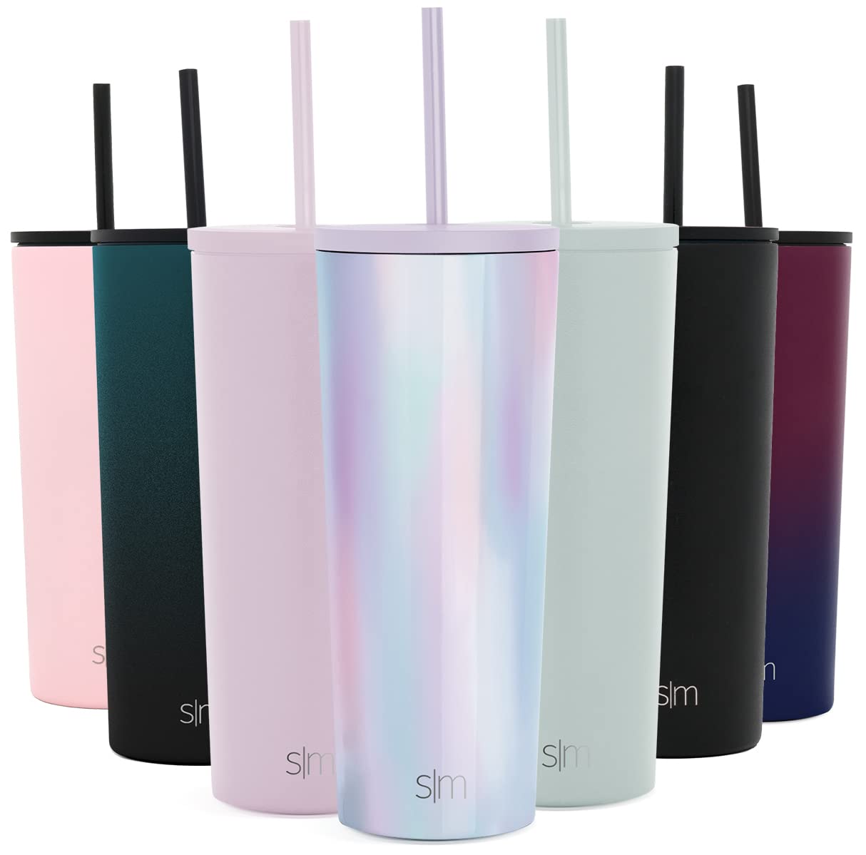 Simple Modern Insulated Tumbler Cup with Straw Lid and Flip Lid | Reusable Stainless Steel Water Bottle for Cold Brew Tea Iced Coffee Travel Mug | Classic Collection | 24oz | BiFrost