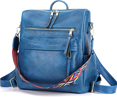 Comfabie Large Size Fashion Backpack Purses Multipurpose Design Handbags & Shoulder Bag Pu Leather Travel Bag Vegan Leather Travel Casual Collage Backpack With Shoulder Printed Strap