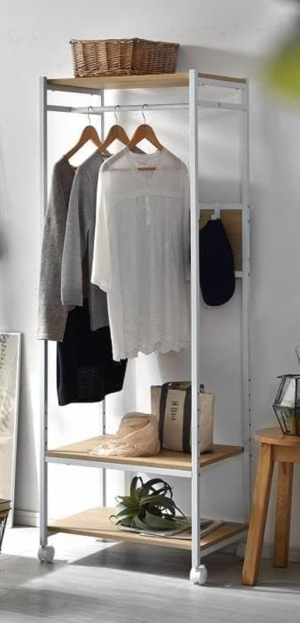 Amazon｜ハンガーラック ワードローブ おしゃれ 棚付き 60cm 省