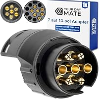 7 auf 13-pol Adapter Stecker, Steckverbindung 13pol Anhänger Stecker zu 7pin Auto Steckdose, 7-13 Pin Adapter nach ISO 1724 und 11446 genormt, AHK Verbinder für 12 V Systeme, Hänger Adapterstecker