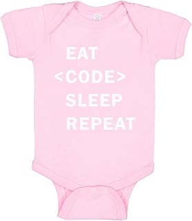 Indica Plateau Baby Romper Eat Code Sleep Repeat 100% Cotton Infant Bodysuit