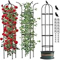 Garden Obelisk Trellis for Climbing Plants Outdoor, 6.2 FT Tomato Cage, Rose, Flowers, Grape, Pea, Cucumber Trellis, Rustproof Plastic Coated Metal Plant Support Trellis for Potted Plants (2 Pack)