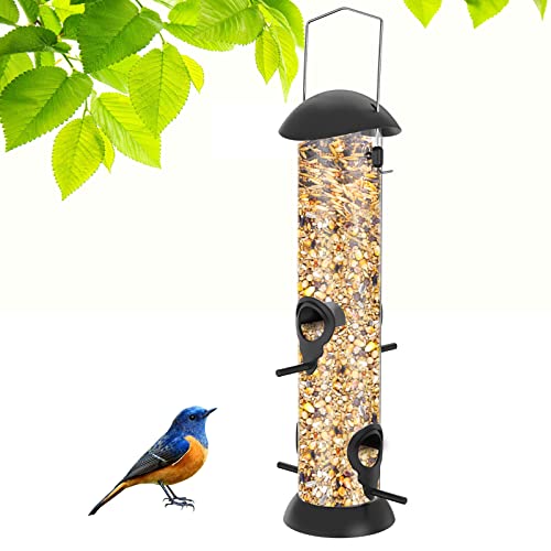 Hywean Comedero para Pájaros Silvestres Colgantes, Comedero Aves De Plástico para Exteriores, Comedero para Pájaros con 4 Puertos De Alimentación Adecuado para Balcón, Jardín, Patio Cover