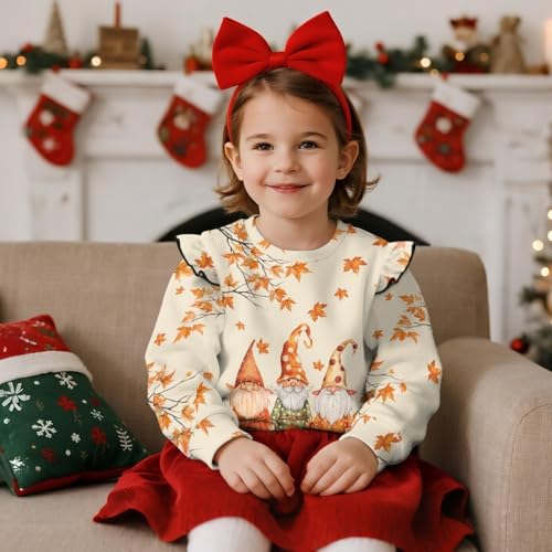 Girls Crewneck Pullover Sweatshirt 1-8T Thanksgiving Kids Casual Sweatshirt Ruffle Long Sleeve Shirt Clothes3