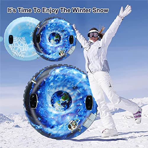 Ljfli Winter Inflatable Ski Circle Snow Toy Inflatable Sled With Handle Durable Children Adult Snow Tube Skiing Thickened Floated Sled,B #TOP5