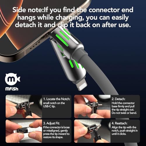 MFish 240W 4-in-1 Fast Charging Cable, Grey, 6.6FT - image 7