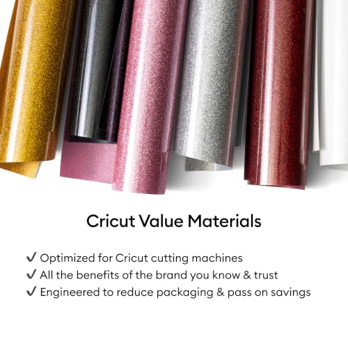 Image of Cricut HTV Glitter Heat Transfer Vinyl | 2.4 m | White | Sparkle Iron-On HTV Vinyl for Fabric, Perfect for Custom T-Shirts & DIY Clothing | HTV Heat Transfer Vinyl