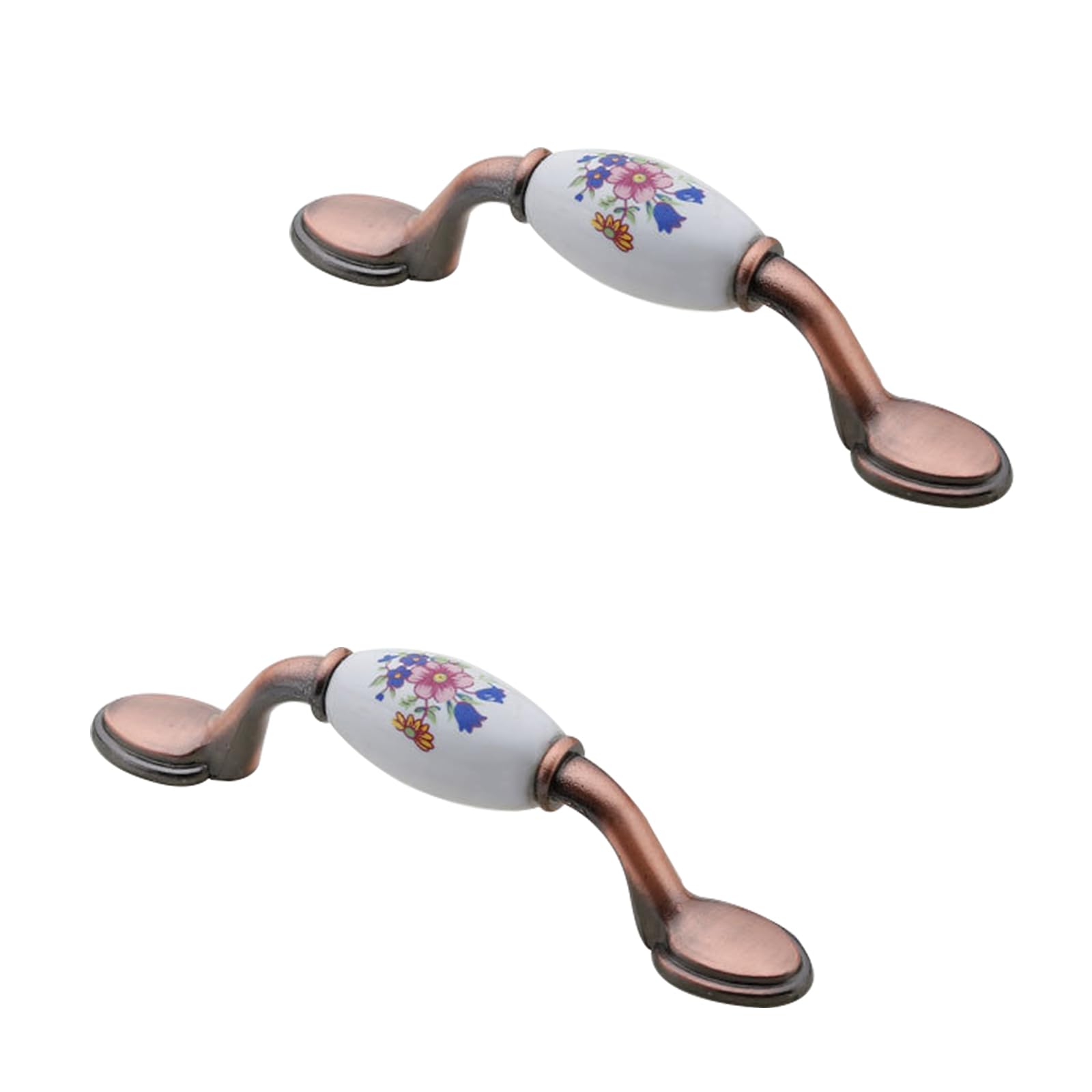 SZLXJMFL White Drawer Handles Vintage, 2 Pack Furniture Pull Solid Ceramic | Plating Surface, Color: Bronze, Cabinet Pulls Hole Center: 76-96mm Wardrobe Door Pulls Kitchen Cupboard Handles 76mm/3in