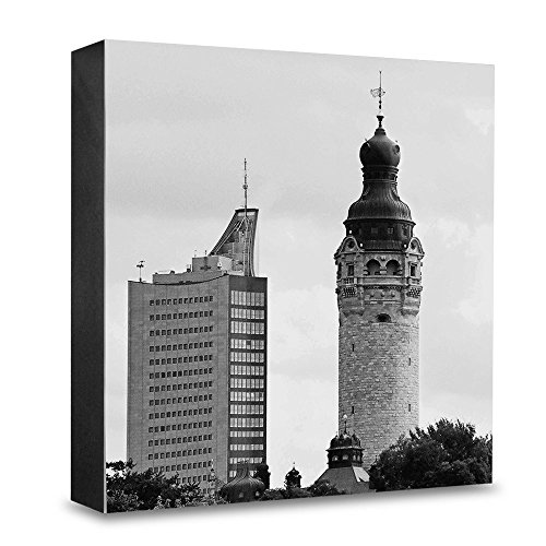 Bloc photo en bois 20x20 cm Leipzig décoration architecture murale