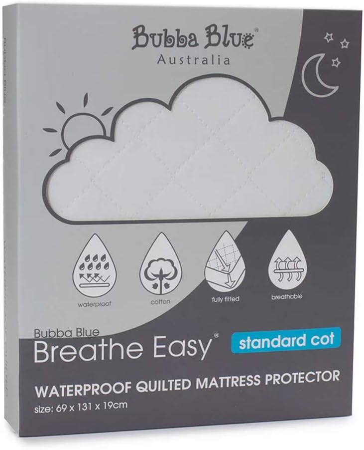 Bubba Blue Bamboo Mattress Large Cot Protector, White Baby