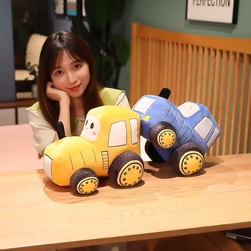Image of Car Plush Toy Soft Stuffed Car Plush Pillow Toy CuteTractor Cartoon Throw Pillow Plushie Gifts for Kids Birthday Christmas Party (Tractor Yellow)