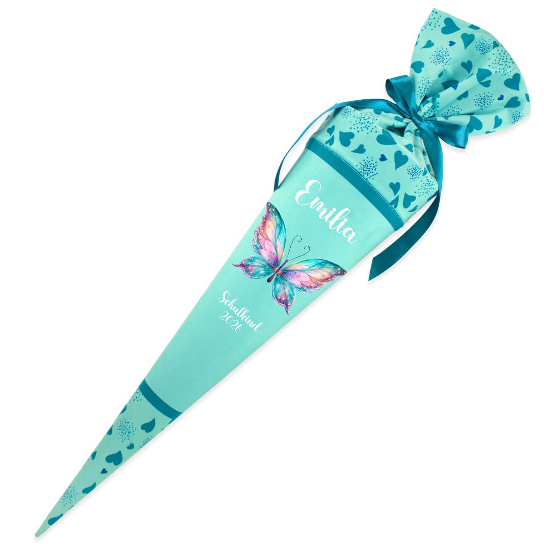 Deine Schultüte aus Stoff Kuschel Velvet 70 cm personalisierbar Mädchen Schmetterling