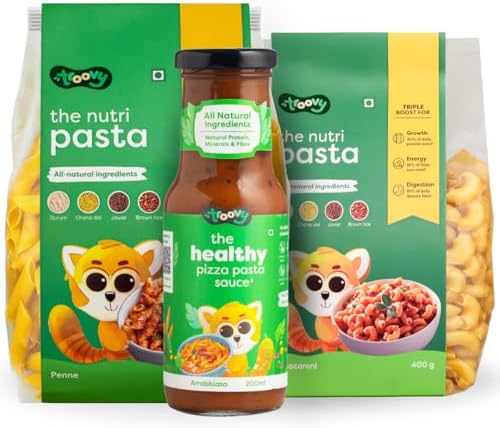Troovy Millet Macaroni & Penne Pasta With Pizza Pasta Sauce | All natural ingredients | Protein & Iron rich | Slow dried | High Fiber | No Preservatives | No Maida | No Junk