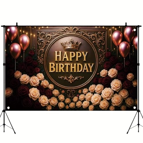 Fondo fotográfico cumpleaños coronas rosas rojo 71x43 pulg miniatura 4
