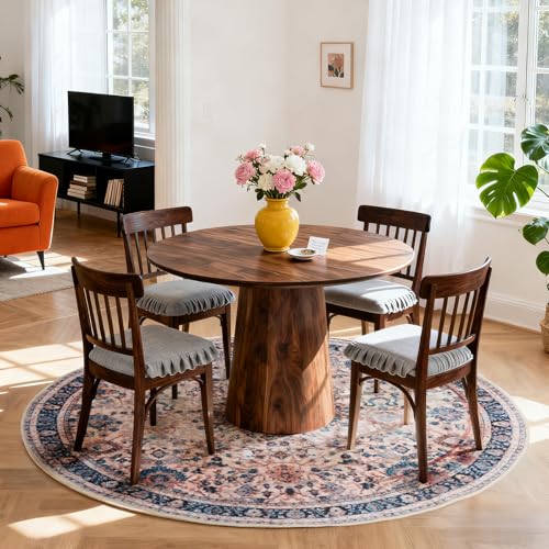 Tapete redondo Boho azul clásico 91 cm lavable antideslizante miniatura 4