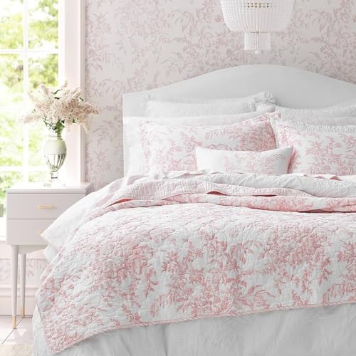 Laura Ashley - Twin Quilt Set, Soft & Reversible Cotton...