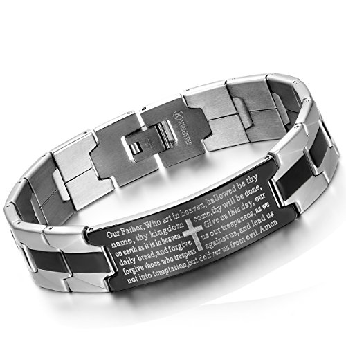 Pulsera de hombre vintage con cruz negra de acero miniatura 1