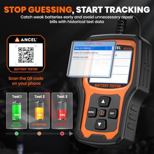 Image of ANCEL BT410 12V 24V Car Battery Tester for Lead-Acid & Lithium Batteries, 100-2000 CCA Automotive Battery Load Tester Health Cranking Charging System Alternator Test for Motorcycle Car Truck RV Boat