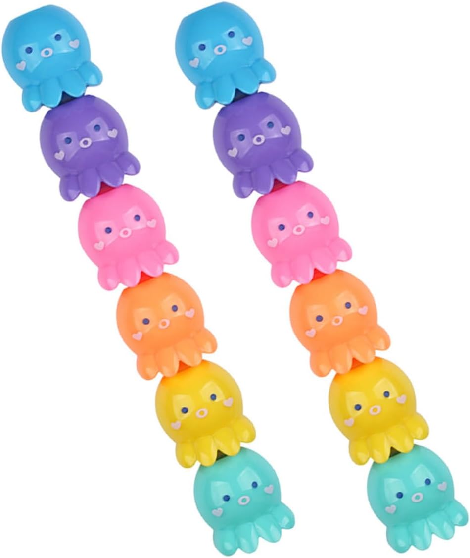 Healifty 2 Sets Cute Octopus Highlighter Pens Pastel Colors Stackable Mini Markers for Students Smooth Fluorescent Ink Easy Highlighting School Supplies