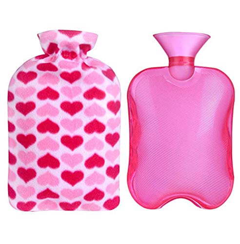Juego de calentador de botellas de agua caliente, 1 litro con funda de botella de agua de punto suave para aliviar el dolor Terapia con frío (C)