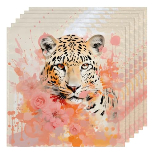 Servilletas de Tela Animal Leopardo Set x6 50.5x50.5 cm miniatura 1