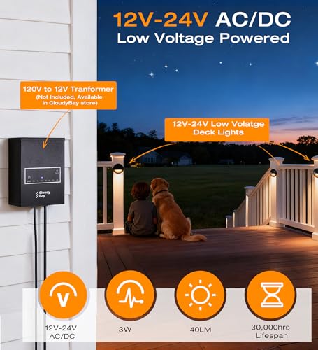 CLOUDY BAY [6 Pack] 3CCT Low Voltage LED Deck Lights Outdoor,2700K/3500K/5000K Selectable,Landscape Step Stair Railing Fence Light Wired,3W,12V-24V AC/DC,Bronze by CLOUDY BAY - Image 3