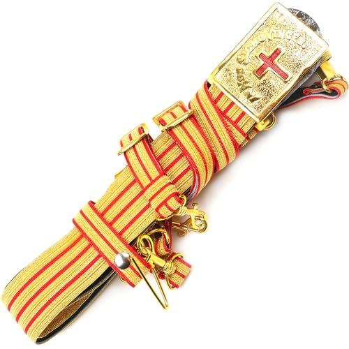 Lista de Cenisero del mes. 41 SialkotCrafts - Cinturón para colgar espada de caballeros templarios de alta calidad masónico con encaje rojo y dorado (tamaño ajustable de 36 a 50 pulgadas)