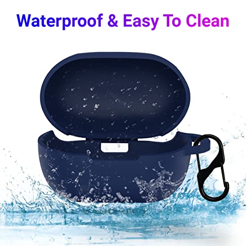 Image of LIRAMARK Shockproof Protective Silicone 360 Cover Case with Buckle Designed for JBL C115 TWS (Midnight Blue)