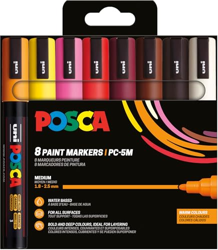 Uni-Ball 182549 - Juego de rotuladores POSCA, 8 rotuladores acríl...
