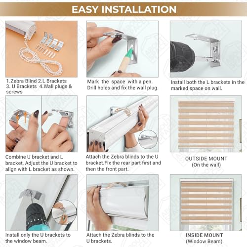 Image of ABOUT SPACE Window Blinds - 3 x 7 ft Zebra Roller Blinds for Windows for Light Filtering, Privacy, UV Protection Corded Roll Up Curtain Window Shades for Home, Office, Living Room Kitchen
