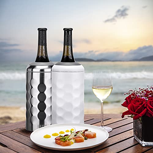 MAXSO Wine Chiller Bucket, Portable 750ml Champagne & Wine Bottle Cooler Keep Wine & Beverages Cold, Stainless Steel Vacuum Insulated Wine Gifts for Wine Lovers - White MAXSO Wine Chiller Bucket, Portable 750ml Champagne & Wine Bottle Cooler Keep Wine & Beverages Cold, Stainless Steel Vacuum Insulated Wine Gifts for Wine Lovers - White