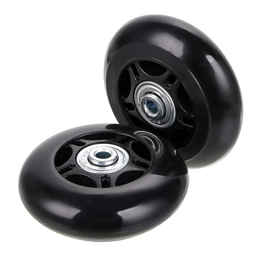 Miniatura 4 de 1 par2 ruedas de repuesto para maleta de equipaje de 3.701 in x 0.945 in, ruedas giratorias de goma para patines en línea, rodamientos de 0.236 in,