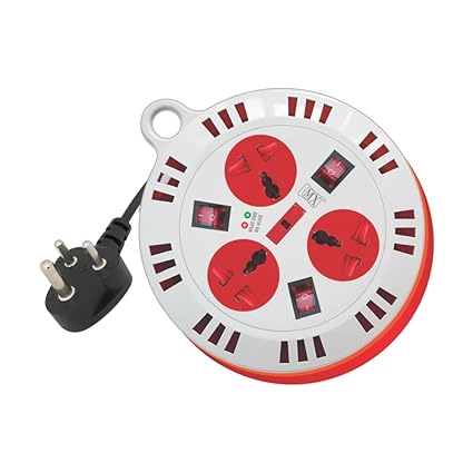 3 Outlet Universal Sockets, Spike Guard Extention Box with Individual Socket Switch, Fuse Protection & Child Safety Shutter-3 Pin x 6 Meter Power Cord (MX-1169_6m)