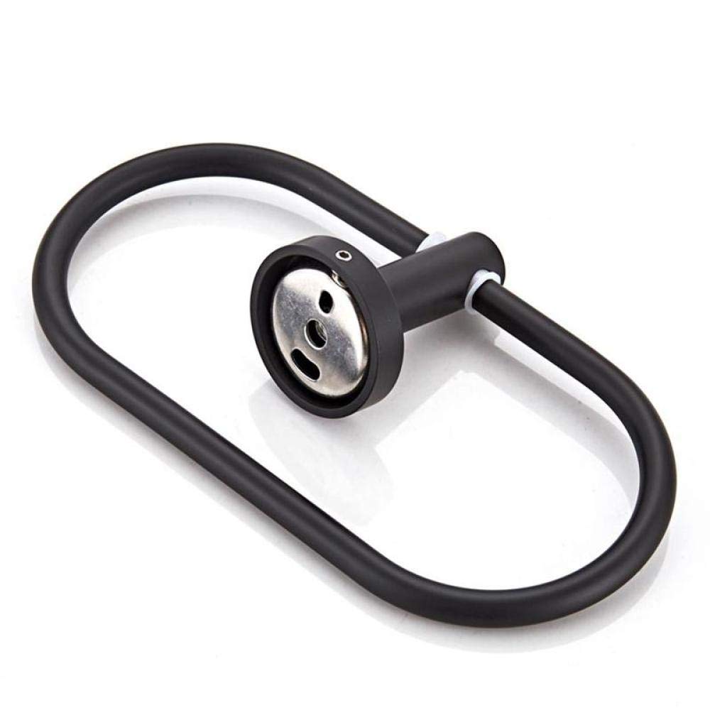 Anneau Porte-serviettes Mural Ovale Noir - Design Simple, Métal Durable, Pour Salle De Bain Ou Cuisine