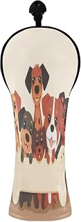 STAYTOP Cute Little Dogs Grabbing Bones Golf Club Head Covers 1Pcs for Woods, Driver, Hybrid,Premium PU Leather Golf Headcovers Set with Interchangeable Tags