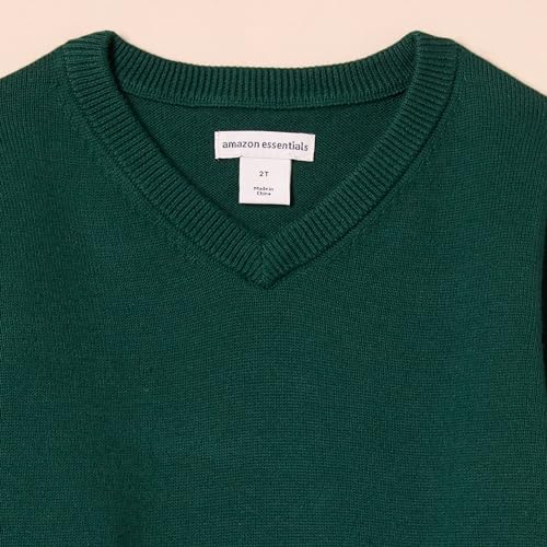 Image of Amazon Essentials Unisex Toddlers' Uniform Cotton V-Neck Sweater, Dark Green Heather, 2T (Pack of 2)