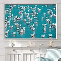 Framed Canvas Wall Art Flying Together Birds Farmhouse/Country Group Group Multicolor Photography Realism Relax/Calm Warm - 16x24 inches
