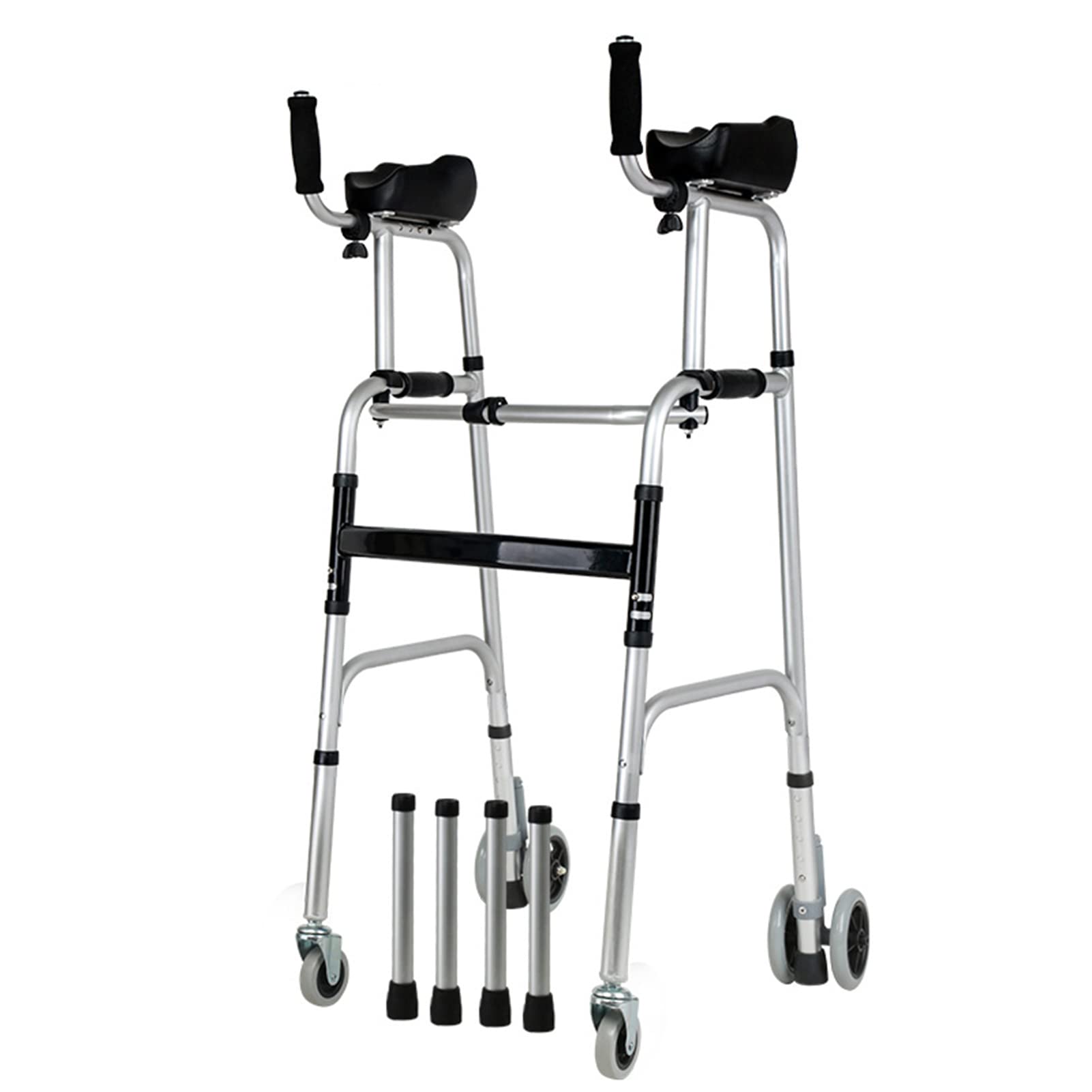 HMTE Andador con Andador Vertical de 4 Ruedas para Ancianos Aleación de Aluminio Ligero y Plegable para Ancianos y discapacitados