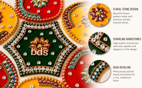 Image of Designer Handcrafted Decorative Kundan Rangoli /Return Gift diiwali /Wedding Gift /Makarsankranti Handcrafted Decorative Diwali /Navratri Rangoli Set /Christmas Gift