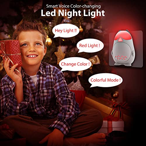 Smart Voice Activated Color-Changing Led Night Lights, Ravetone 9 Colors 6 Lighting Modes Rgb Plug In Night Light For Kids, Plug Into Wall For Bedroom Bathroom Decor Kitchen Kids Room Nursery (2 Pack) #TOP1