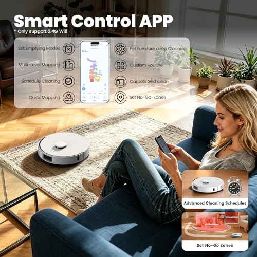 Image of T30+ Robot Vacuum and Mop Combo with Self-Emptying Station, 12000Pa Robotic Vacuums Cleaner, No-Collision Obstacle Avoidance, Carpet Detection, Anti-Tangle Brush, 240Min Run, for Hair, Floors, Carpets