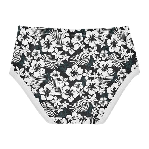 Little Girls' Soft Cotton Underwear Kids Breathable Comfort Black Hibiscus Flower Panties Briefs Toddler2