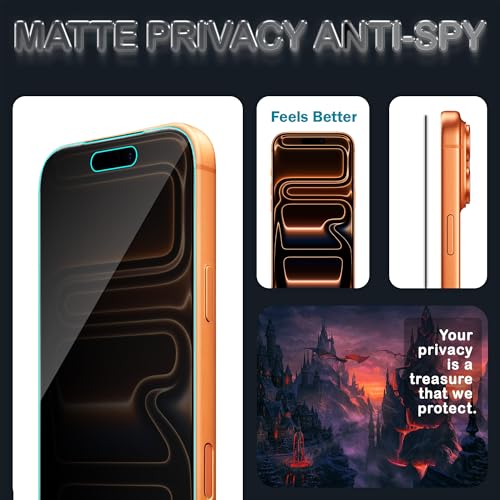 Image of ArmourPro Matte Privacy Tempered Glass for iPhone 17 Pro - Anti Spy Anti Glare Screen Protector, 9H Scratch Resistant, Smooth Touch, Full Coverage