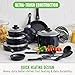 GreenLife 16 Piece Nonstick Cookware Set, Soft Grip Non-Toxic PFAS-Free Ceramic Pots & Pans, Dishwasher & Oven Safe, Frying, Sauce, Saute, Utensils, Glass Lids, Stay-Cool Handles, Wobble Free, Black