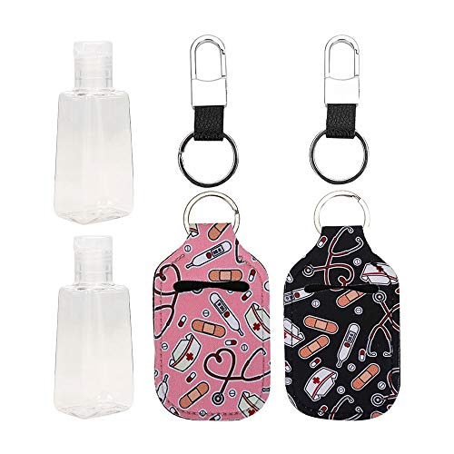 CNSSKJ - Botella portátil de tamaño de viaje, a prueba de fugas, de plástico, con bolsa de neopreno, contenedores para jabón, loción y líquidos, para niños, hombres y mujeres